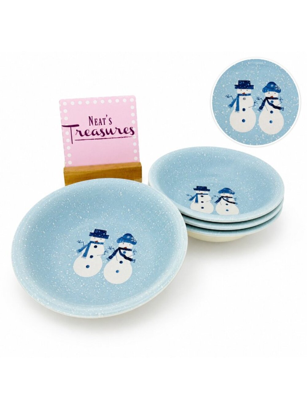 Home Target WINTER FROST Painted Snowman Stoneware Large Soup Cereal Bowls Set 4